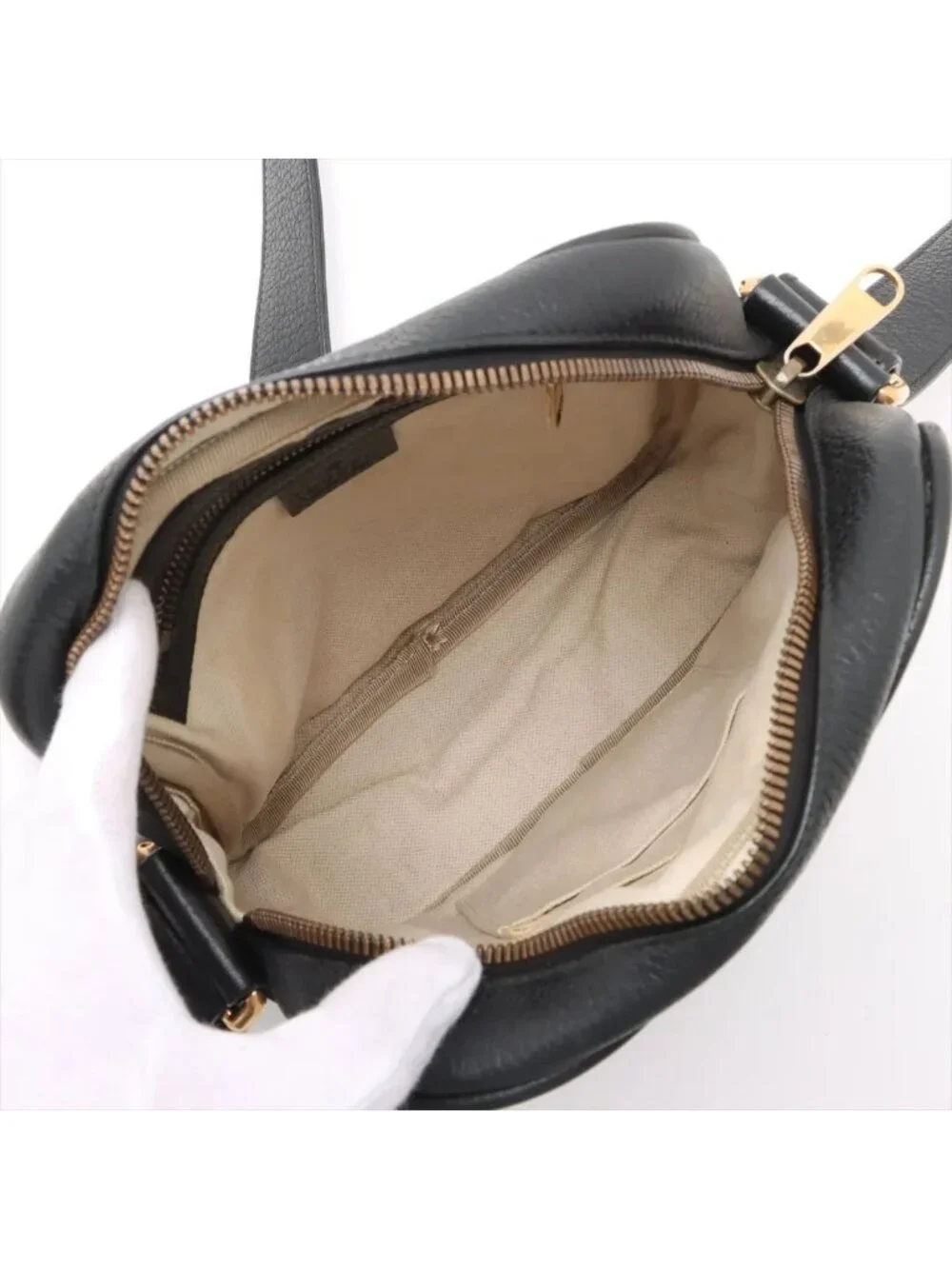 Gucci Print Leather Shoulder Bag Crossbody Messenger Black